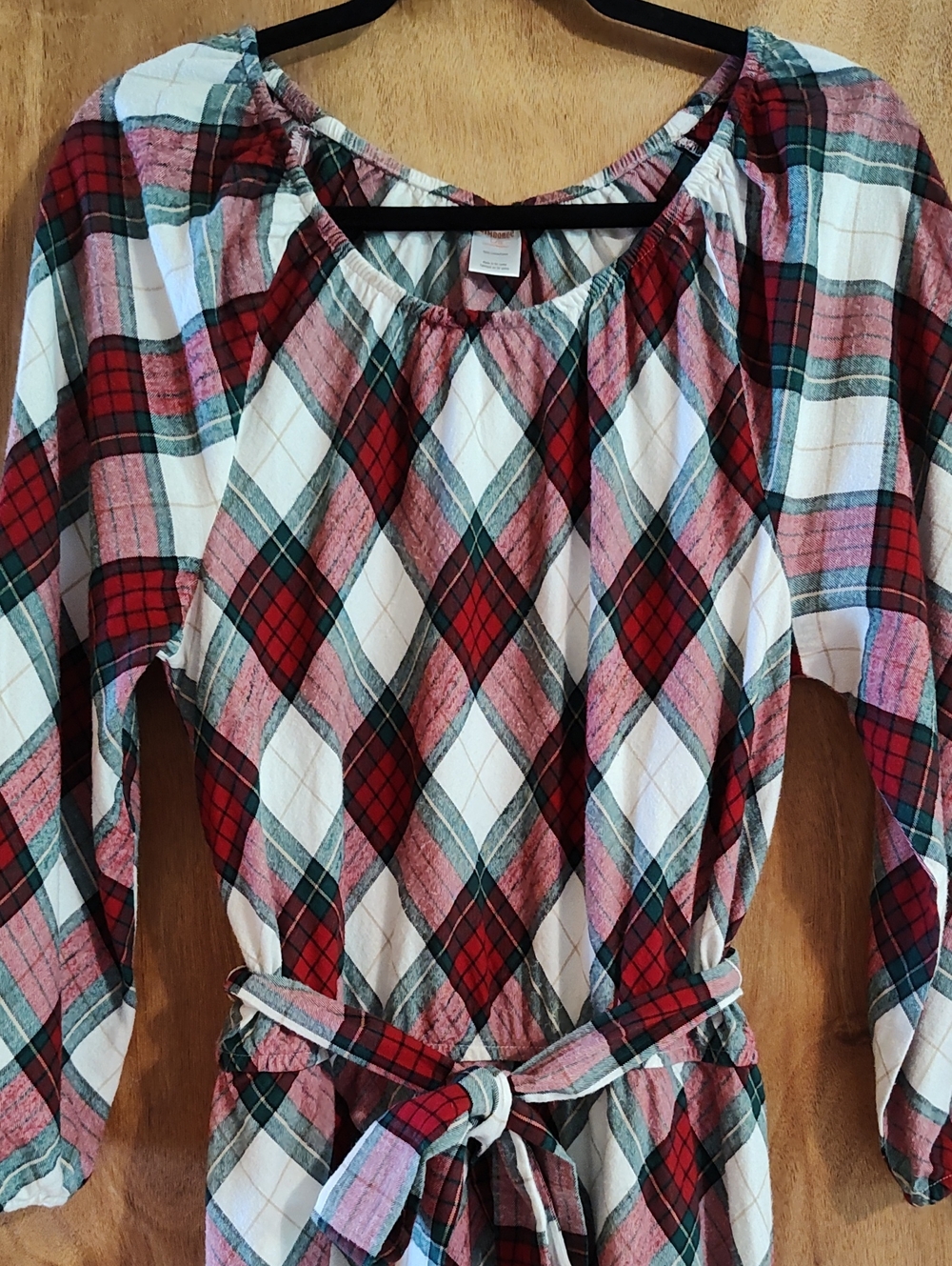 Gymboree Womens Dress Plaid Flannel Red Green Bias Cut Ruffle Christmas Cotton L - Picture 2 of 9